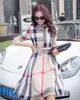 Women Casual Dresses New A- line Large Hem Plaid Printed Long-Sleeved Dress Designer Slim T-Shirt Tops