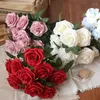 Декоративные цветы 10 головных роз букеты искусственные шелковые свадебные запасы