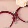 Braccialetti con ciondoli 2 pezzi/set Cuore a forma di farfalla in acciaio inossidabile per donna Uomo Corda regolabile Corda rossa Gioielli fai da te fatti a mano