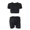 Women's tracksuits sport suits 2023 summer suit solid casual solid top drawstring shorts two piece set women