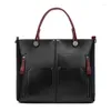 Avondtassen Prettyzys 2023 Luxry Merk Vrouwen Wax Lederen Handtassen Dame Grote Tote Bag Vrouwelijke Schoudertas Bolsas Femininas Bruin zwart Rood