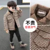 Counhe de alta qualidade infantil lã para meninos moda outono jaqueta de inverno menino xadrez crianças quentes sobrecolo 210t 230311