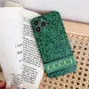 Green Forest Luxe Designer Telefoonhoesje Klassiek Letter Modemerk Schokbestendig Telefoonhoesjes Hoge kwaliteit Voor iPhone 15 15Pro 14 14Pro 14ProMax 12 13 Pro Max XR