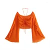 Женские блузки Halter Long Flare Flare Flare Blous