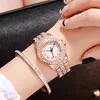 Wristwatches Luxury Watches For Women Cool Full Iced Out Gold Watch Rhinestone Wristwatch Unique Gifts Relojes Para Mujer Ladies