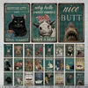 Retro zabawna sztuka metalowe plakietki emaliowane plakat w stylu Vintage twoje serwetki tyłek kot pies świnia żelazo tablica plakaty toaleta dekoracja łazienki spersonalizowane malowanie rozmiar 30X20CM w02