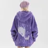 Mäns ner Lacible Hip Hop Tjock Parka Jacka Men Streetwear Anime Girl Graffiti Full Zip Coat Winter Harajuku Fleece Outwear