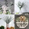 Flores decorativas 10pcs Artificial eucalyptus folha de hastes adequadas para o arranjo de flores para desktop em casa decorações de natal