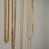 Vintage Chains Halsketten, 18 Karat vergoldete Titanstahlkette für Männer und Frauen, kubanische und Schlangenkette, farblos, kein Verblassen