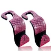 Steering Wheel Covers 2 Car Accessories Hooks Bag Crystal Diamond Hanger Headrest Holder Pink Interior Mouldings Rhinestone Bling