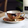 Coffee Cup Set Gustav Klimt Bone China Ceramic Tea Set Klimt Kiss Luxury cadeaus Porselein drinkware theekopjes met lepel