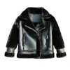 Manteau garçons Patchwork laine d'agneau veste hiver enfants court Streetwear chaud épais enfants vestes moto fermeture éclair vêtements d'extérieur 230311