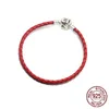 2023 Neues beliebtes 925 reines Silber-Sommer-Stil-Rot-Leder-Seil-Buchstaben-Armband ist geeignet für primitive Pandora-DIY-Modeschmuck-Accessoires