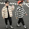 Jas winter kinderkleding lange mouw plaid wollen mode jongens verdikkende warme bovenkleding boetiek kinderen ropa bebe 230311