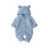 Rompers Autumn Baby Girls Sticked Hooded Clothing Cotton Spädbarn barn 3D Ear Romper Långärmad bodysuits Sunsuits Outfits 024m 230311