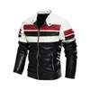 Herrjackor trendiga motor läder fleece jacka outwear män vinter mode cyklist pu coat man smal bomber jacka