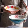 Miski japońska ceramiczna ramen zupa zupa kuchenna 8.6 -calowa ręcznie malowana głęboka miska mikrofalowa zmywarka do zmywarki