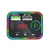 F4 Cargador de coche Transmisor FM Dual USB Carga rápida Puertos PD Manos libres Receptor de audio Reproductor de MP3 Luces de ambiente coloridas con caja al por menor