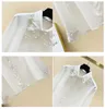 Kobiety damskie bluzki Camisa Blanca Mjer manga larga freading frędzlona biała bluzka Kobiet Długie rękawie