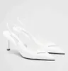 Marcas de luxo Sapato social sandália salto alto salto baixo Couro escovado preto slingback pumps preto branco couro envernizado 35-42