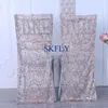 Housses de chaise CH004ME sur mesure 2023 broderie scintillante or clair paillettes florales couverture Chiavari standard