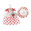 Vestidos da menina 2 pçsset algodão da criança do bebê meninas verão vestido de princesa cor sólida sem mangas estilingue com flor decoração chapéu 6m3t3687388