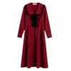 Casual Dresses Women Plus Size 4XL Julår 2023 Sweet Party Dress Long Sleeve Lolita Velvet Vintage Winter Outwear Y2K kläder