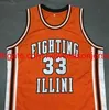 Vintage #33 KENNY BATTLE Fighting Illinois Basketball Jersey op maat elke naam nummer jersey