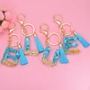 Keychains Fashion Tassel Blue Gold For Keys Women Sieraden A-Z Letters Initiële Hars Handtas Hangschattige Cute Keychain AccessoriesKeyChains