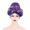 الملابس العرقية 2023 أزياء Headtie الأفريقية نساء القبعات ألوان صلبة القبعات