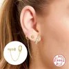 Hoop Earrings CANNER S925 Sterling Silver 1PC Korean Stars Double Round Fashion Tassel Retro Long Chain Fine Jewelry