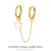 Hoop Earrings CANNER S925 Sterling Silver 1PC Korean Stars Double Round Fashion Tassel Retro Long Chain Fine Jewelry