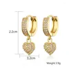 Hoop Earrings JUNZI Romantic Love Heart Zirconia For Womens Fashion Exquisite Crystal Earring Silver Color Wedding Party Jewelry