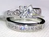 Bröllopsringar oss SZ 5-11 Lady Engagement Ring Set Princess Cut 2CT Zircon 10kt White Gold Filled Women's Band Jewelry