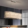 Lampadari rettangolo appeso cristallo moderno di lusso illuminazione a soffitto a LED per soggiorno cucina ad isola cromata decorazioni per la casa per interni
