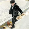 Manteau garçons Patchwork laine d'agneau veste hiver enfants court Streetwear chaud épais enfants vestes moto fermeture éclair vêtements d'extérieur 230311