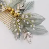 Headpieces HP053 Fresh Wedding Bridal Headpiece Organza Leaf Ceramic Beads Bridesmaid Hair Comb Women Pageant Birthday Gift Accessories