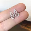 Ohrstecker Trend Persönlichkeit Halber Schmetterling Zirkon Für Frauen Mädchen Exquisite Schöne Kristall Hochzeiten Schmuck Geschenke