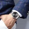 Нарученные часы Fngeen Fashion Blue Pointer Scale Business Watch Mens Quartz Watch Водонепроницаемые ремешки из нержавеющей стали просто