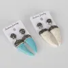 Boucles d'oreilles pendantes classiques pour femmes, classiques, Beige, bleu, Howlite, Turquoises, pierre pavée, noir, blanc, strass, pendentif, breloque pour mariage