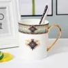 Tasse en céramique Tasse à café Bone China Drinkware Tasse à thé en porcelaine Baroque Vintage Cadeau d'anniversaire 500ML Cadeau d'anniversaire Home Decor
