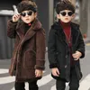 Coat Kids Boys Woolen Jacket Coats Quality Autumn Winter Plus Velvet Thicken Children Boy Outerwear 2 Colors For 3 4 6 8 10 12 14Y 230311
