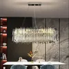 Lampadari rettangolo appeso cristallo moderno di lusso illuminazione a soffitto a LED per soggiorno cucina ad isola cromata decorazioni per la casa per interni