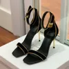 Gold high-heeled sandals Women Sandals Shoes Crystal ankle Strap Satin Slingbacks Jewels Buckle Heels Luxury Wedding Dress Lady Sexy EU35-42