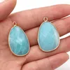 Collares con colgantes, abalorios de amazonita azul Natural, forma de gota de agua para la fabricación de joyas, collar, pendientes, accesorios, 23x34mm