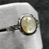 Anillos de racimo 11x9 mm genuino oro natural anillo de cuarzo rutilado joyería para mujer dama hombre cuentas de cristal piedra de plata ajustable