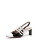 Sandaler Fashion Belt Buckle Square Toe Color Block Heel Four Seasons Shoes British Retro Large Size