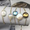 Strand LJHMY Elegant 24K Yellow Gold Filled Brown Coin Pearl Bracelet Not Tarnished