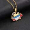 Kedjor Fashion Emalj Antigua MAP Flagghänge och halsband för kvinnor flickor Silver/guld färg rostfritt stål charm smycken