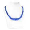 Kedjor Blue Chalcedony Round Bead Tower formade 6-14 mm smycken halsband ädla och eleganta kvinnor som en gåva till mamma